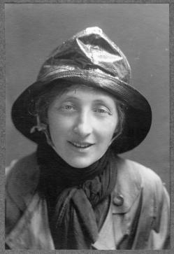 bw-print-of-olive-edis-wearing-souwester-hat-by-mary-olive-edis